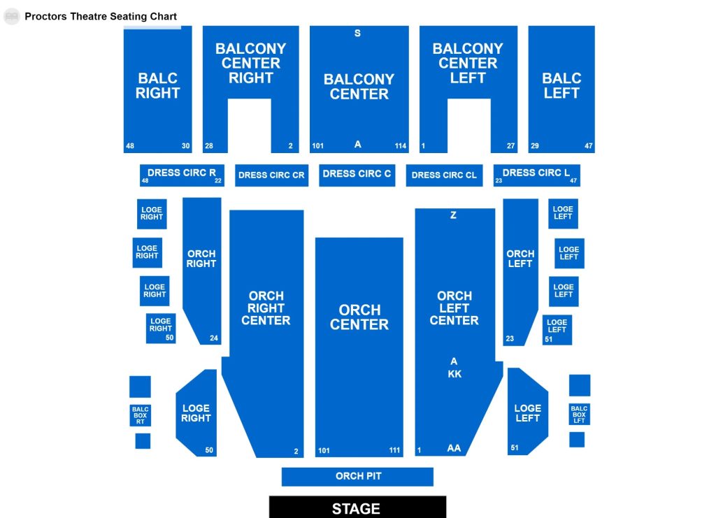 Proctors Theatre 2025: Seating Chart